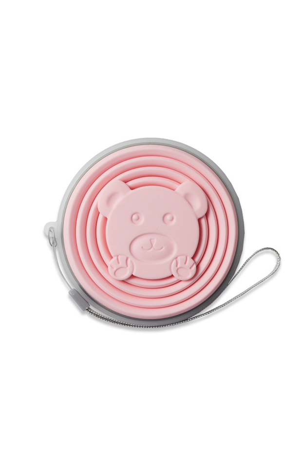 Pink 180ML Portable Silicone Folding Water Cup Outdoor Heat Resistant Foldable Mug With Lid Collapsi