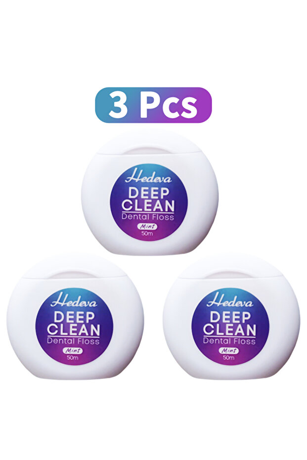 3 Pcs Hedva Mint Wax Dental Floss 50m/164ft Remove Tooth Gap Residues Adjustable Cutting Length Fres