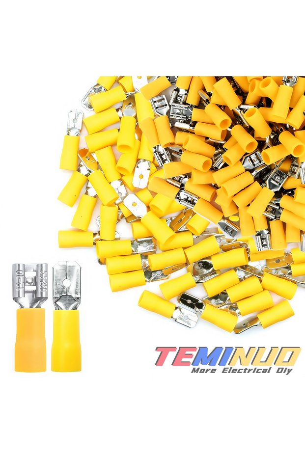 Yellow5.5-250 100PCS Insulated Male Female Quick Disconnect Wire Connectors Kit, 3 Sizes AWG 22-10 S