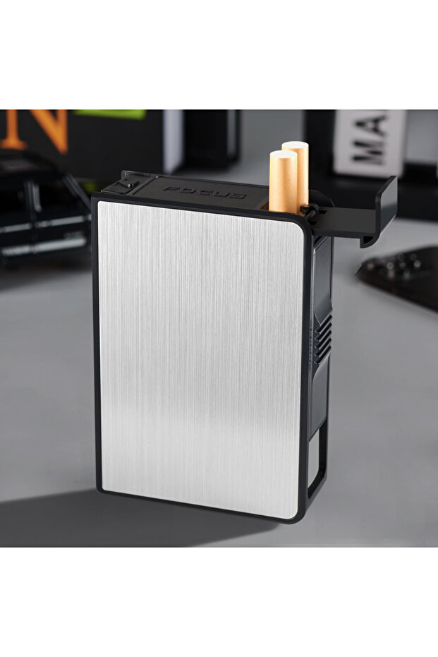 silvery Metal Sealed Waterproof portable Business Cigarette case 20 pack large capacity For 7.6mm Ci