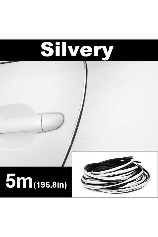 Silvery 5m 2/5/10M Car Door Edge Scratch Protector DIY Trim Strips Guard Cover Strip Roll Chrome Sty