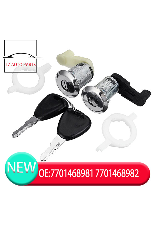 Left+Right Car Door Lock Barrel Cylinder with 2 Key for Renault Megane Scenic Clio Master OE 7701468