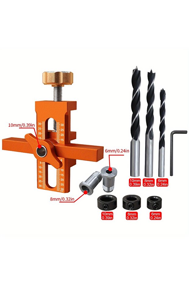1Pc Mounting Jig Kit C 2 in 1 Cabinet Door Installation Positioner, 6/8/10mm Rebounder Punched Mount