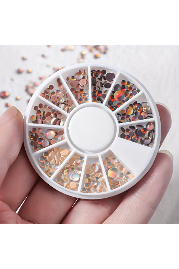 Other Other 1 box 12 Grid Mermaid Bubble Nail Rhinestone, Coffee Brown, Colorful Bubble Bead Aurora