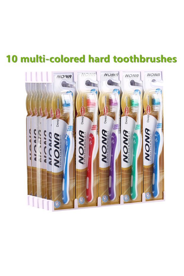 10 hard toothbrushes NONA toothbrush, natural, high quality manual toothbrush, soft bristles, suitab