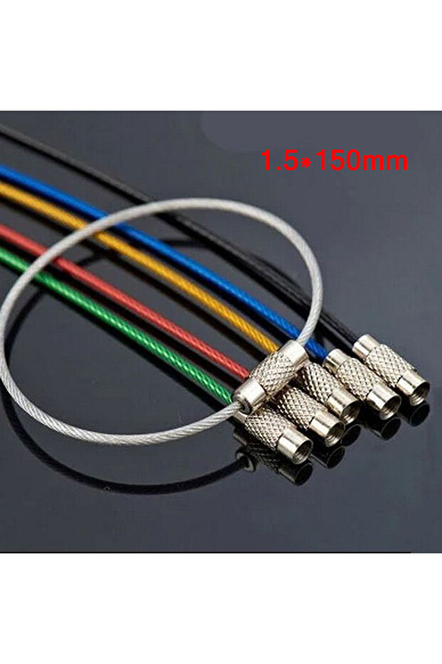 Random-5pcs 5Pcs Colorful EDC Keychain Stainless Steel Carabiner Key Holder Outdoor Tools Wire Keyri