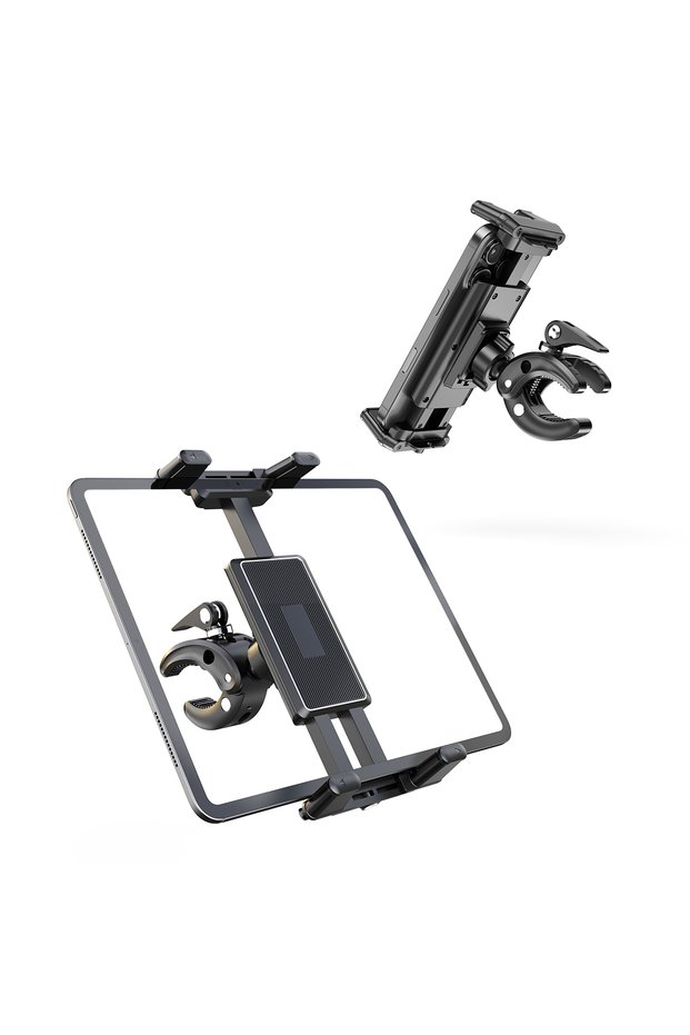 Phone and Tablet Holder for Treadmill/Spin Bike/Stroller/Wheelchair/Golf Cart/Poles/Music Stand/Stat