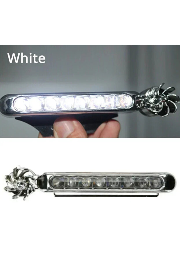 1pcs-white 1-2pcs Wind Powered LED Car DayTime Lights Creative Auxiliary Running Lights Rotation Fan