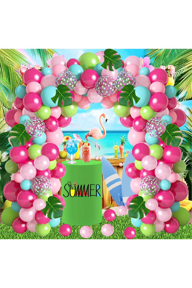 Other As picture 114Pcs Tropical Beach Party Balloon Garland Arch Set, with 4 Matching Pink and Gree