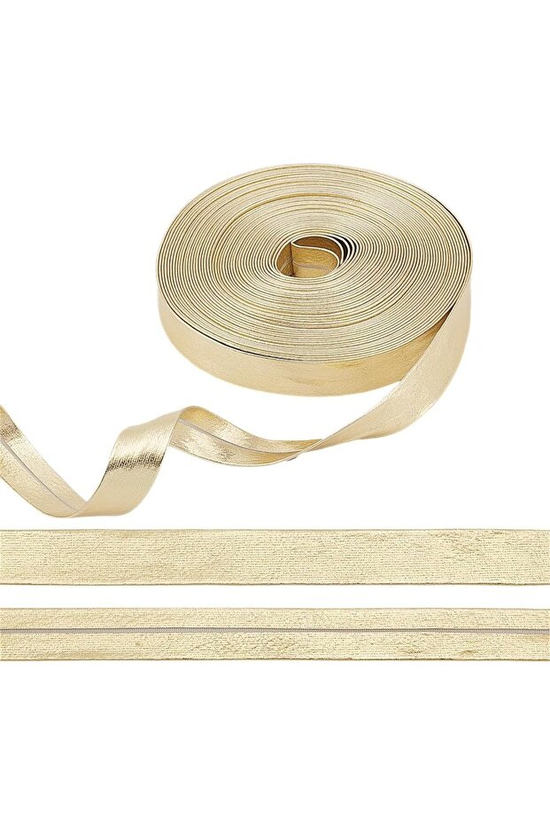 AECH04-13266 9.8 Yards Gold Leather Trim Fold Over Trim Double Sided Strap Golden Bias Tape Ribbon M