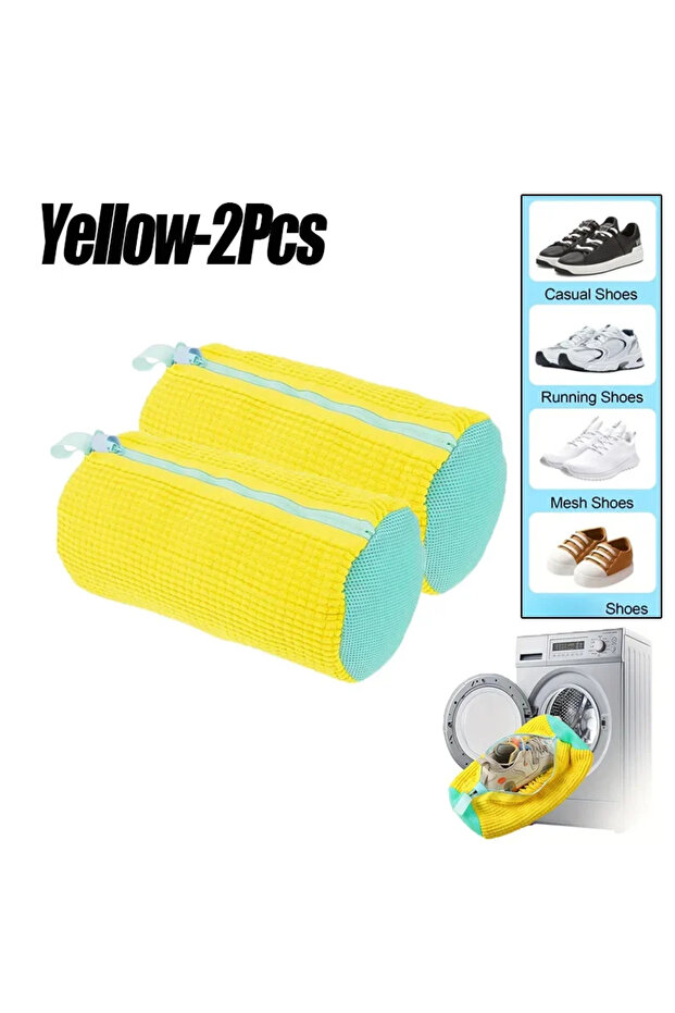 2PCS yellow 2PCS Chenille Shoe Laundry Bags Non-Abrasive Washing Machine Shoe Protector Bags for Sne
