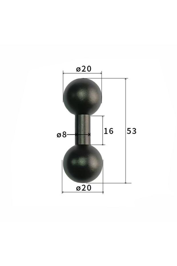 black 20 to 20 Aluminum Alloy Ball Head 17mm/20mm/25mm Double Ball Head Connecting Rod Motorcycle Ca