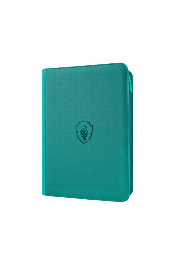 green 9 Pocket Trading Card Binder, PU Cover Zipper Card Collection Album, Sturdy 360 Side-Loading C