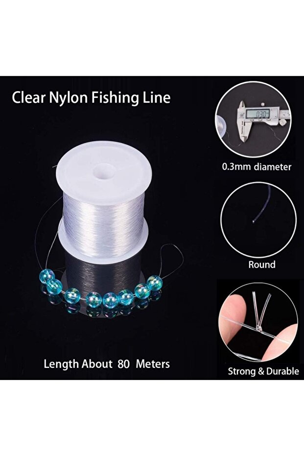 AECH02-19259 187 Yards Clear Invisible Craft Nylon Thread 0.3mm for Gemstone Hanging Decoration Sewi