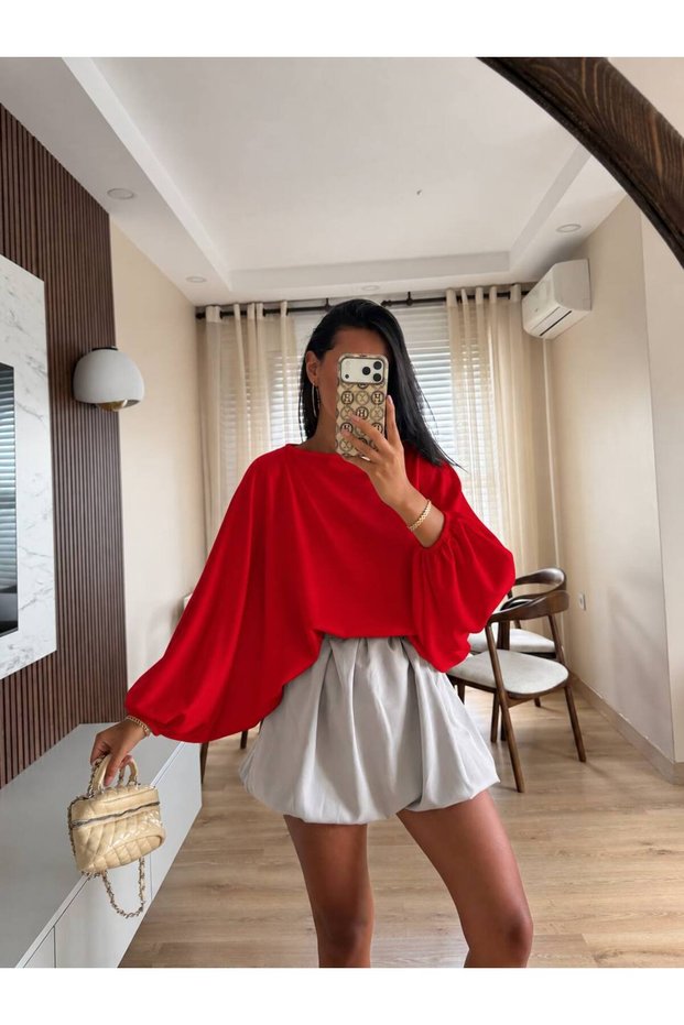 Oversize Modal Blouse with Elasticated Bat Sleeves