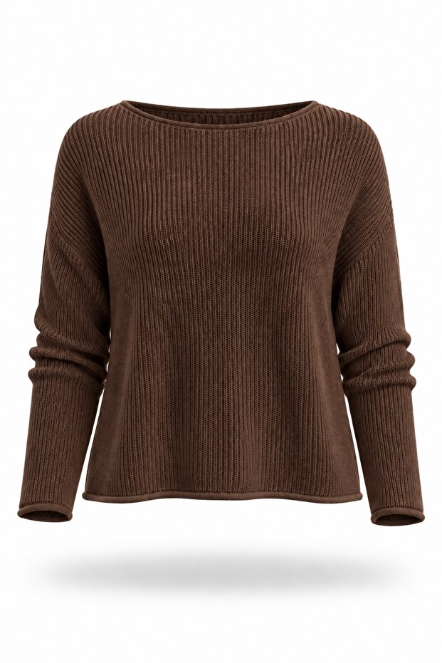 Brown Sausage Collar Knitwear 261112