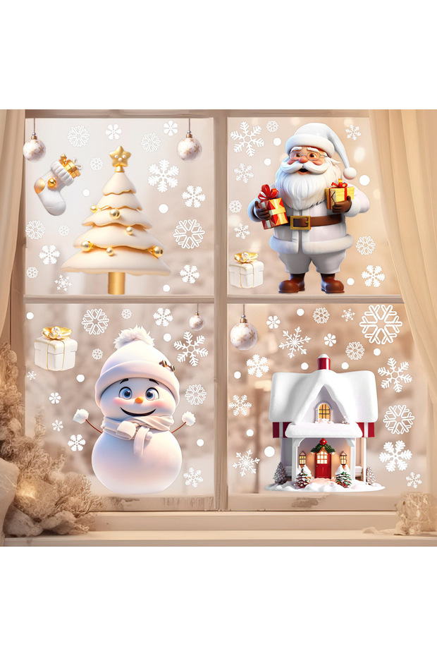 A 137 Christmas Snowflake Window Flowers - PVC Electrostatic Stickers for Glass - Reusable Winter De