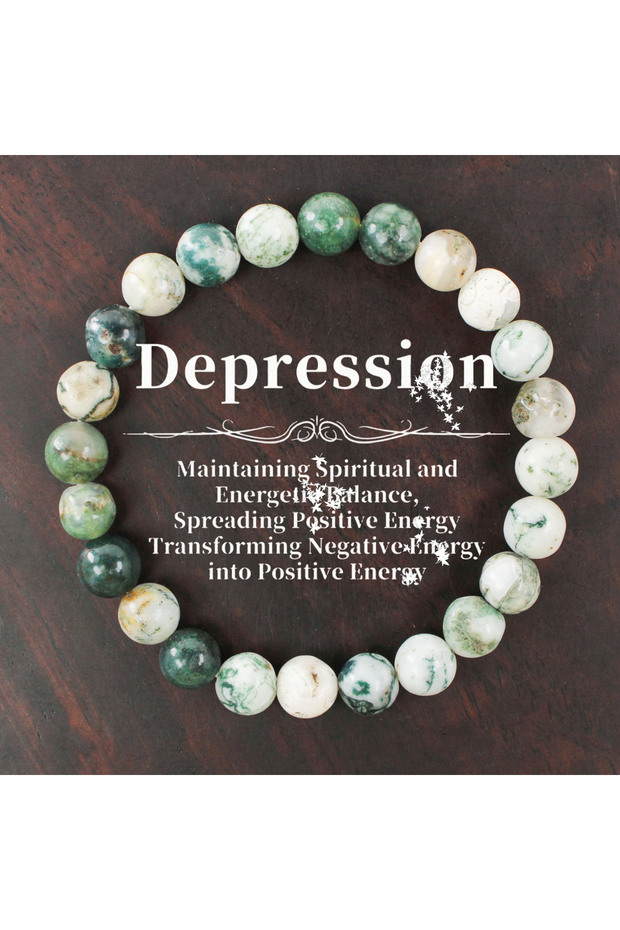 L1320 1 Piece of Depression Healing Crystal Bracelet. Dendritic Agate. Relieves Stress, Enhances Con