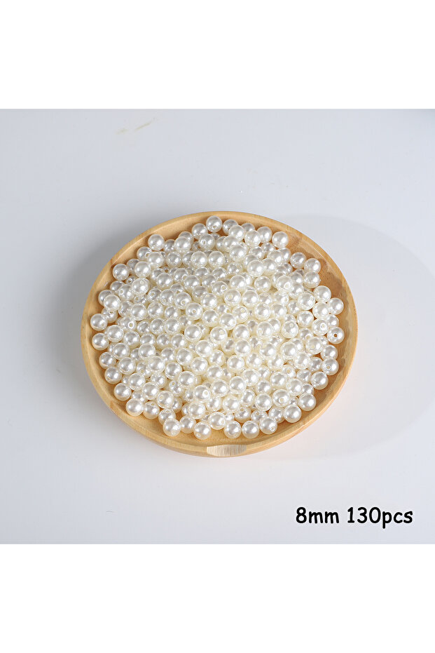 style5 3-20mm 10-1000pcs straight hole ABS imitation pearl beige white bracelet with round beads for