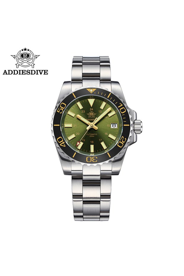 Japan 8215 Green steel ADDIESDIVE Men's Diver's Watch 200m Sapphire Luminous Ceramic Bezel Men's Ana