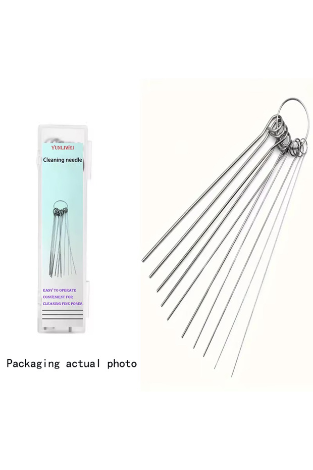 silvery 10set Showerhead Cleaning Needle Stainless Steel Keyboards Shower Heads Needle Cleaner Home