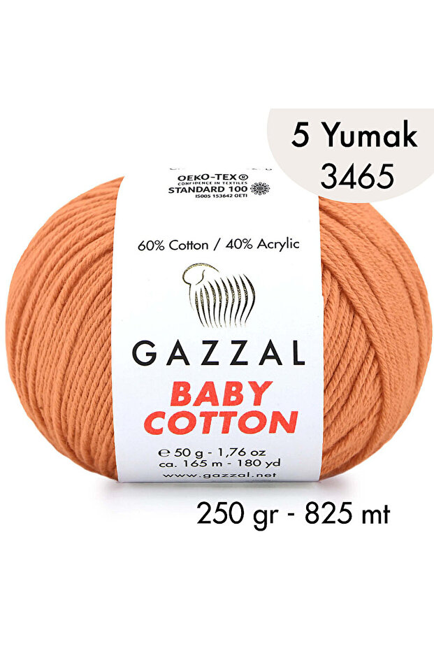 Baby Cotton 3465-Lightweight and Comfortable Cotton Yarn for Summer Projects - 5 Yards