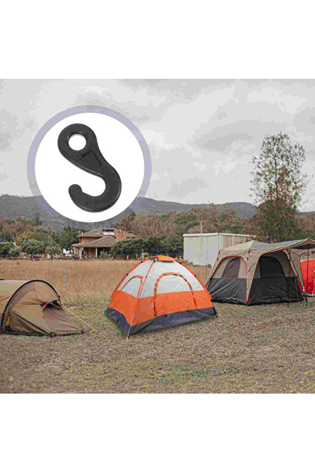 Black 10Pcs Camping Tent Rope Hooks Professional Outdoor Hooks Portable Tent Fixed Outdoor Hooks