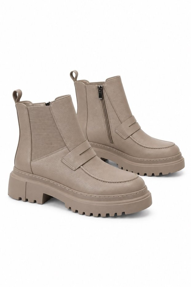 Adda Genuine Leather Elastic Women's Boots Mink