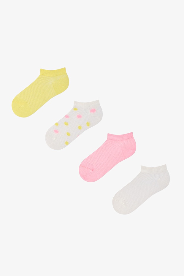 Girl's Summer Blush Polka Dot Patterned 4 Pairs of Booties Socks