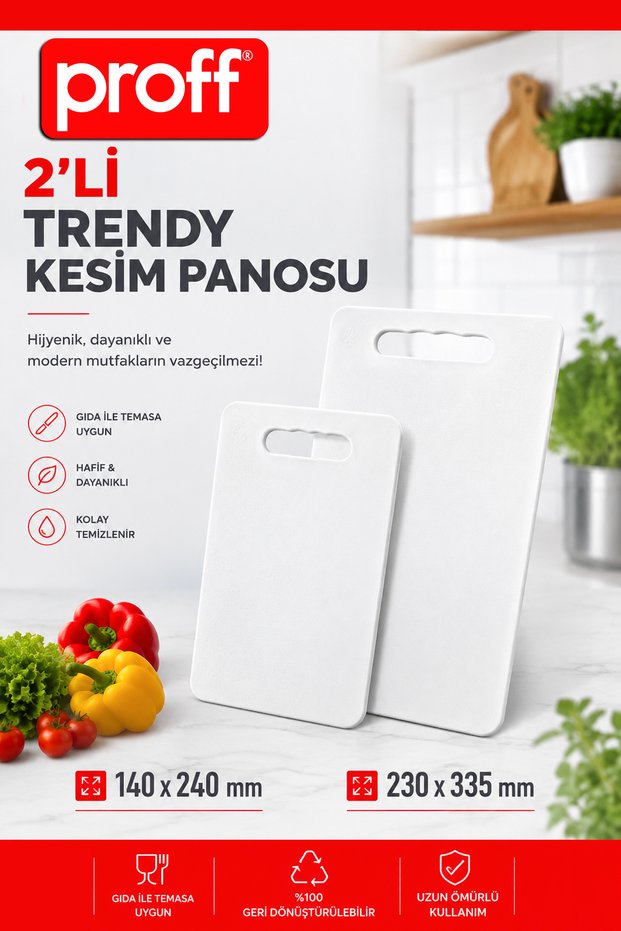 Trendy 2-Piece Cutting Board Set Bpa-Free Knife-Friendly Plastic Cutting Board Set