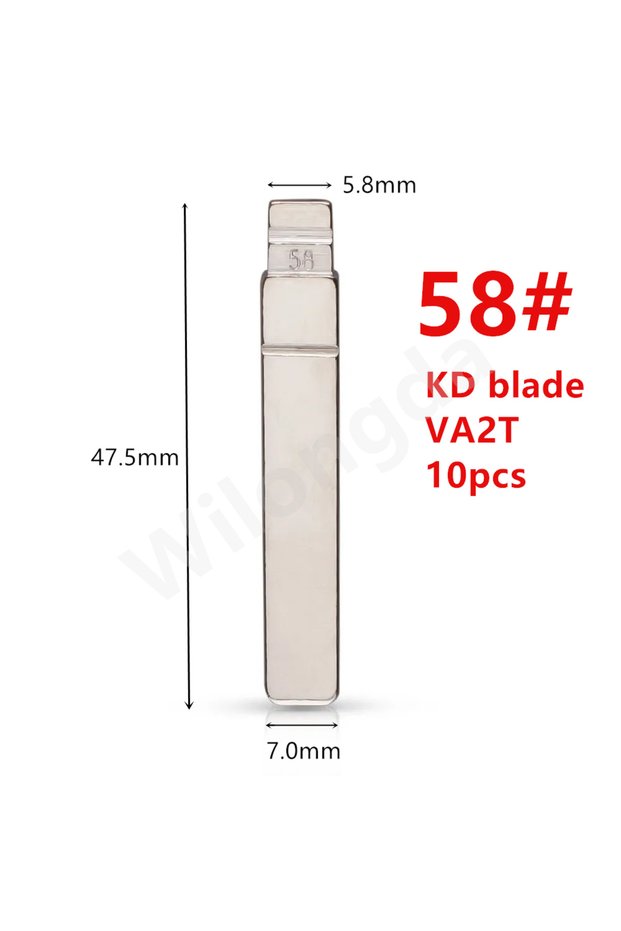 black 10pcs/lot Keydiy KD Xhorse VVDI JMD Blade 58# VA2 Metal Uncut Blank Flip Remote Key Blade For