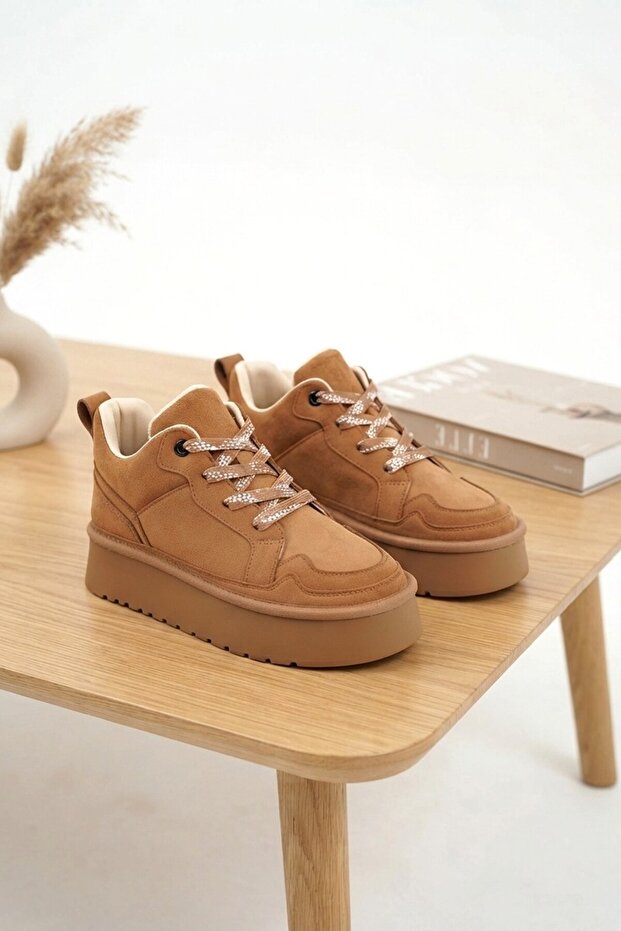 Muden premium ugi̇ style tan suede lace-up winter boots