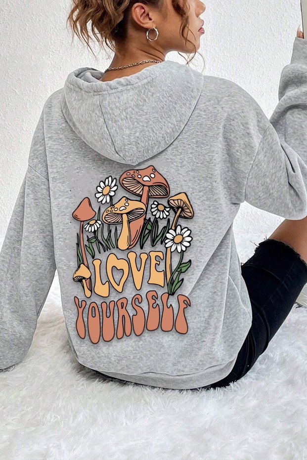Unisex Oversize Love Yourself Printed Sweatshirt