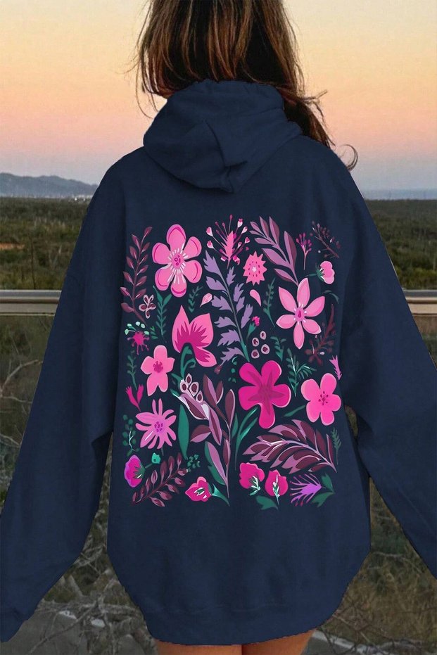 Spring Breeze Floral Printed Oversize Sweatshirt