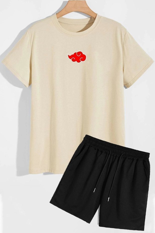 Back Printed Shorts T-shirt Tracksuit Set