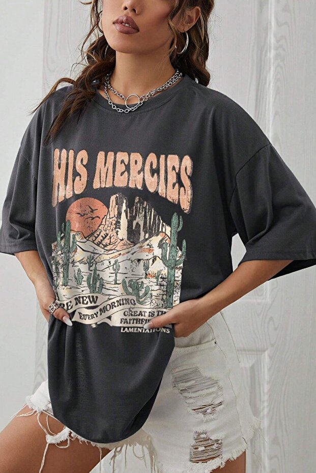 Unisex His Mercies Printed Oversize T-shirt