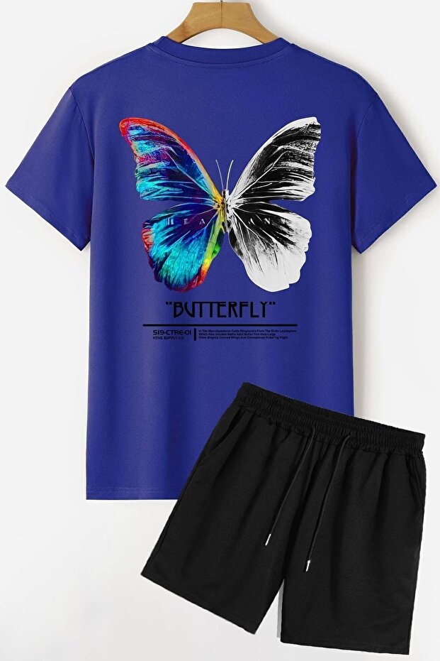 Butterfly Back Printed Shorts T-shirt Tracksuit Set
