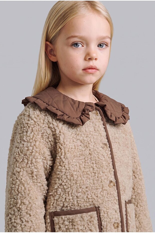 Ruffle Collar Plush Coat for Baby Girl H3551A526Au
