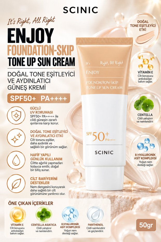 Enjoy Foundation Keep Tone-Up Sun Cream Tone Equalizing and Brightening Sun Cream 50Gr