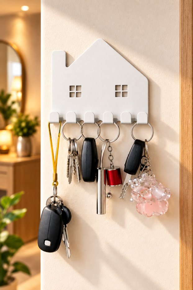 White Windowed House 🏠 Key Holder Hanger with Hanger Modern Wall Decor Key Holder Entrance Door | | | | Key Hanger Wall Key Holder Decorative Hanger Key Organizer Entrance Hall Decoration