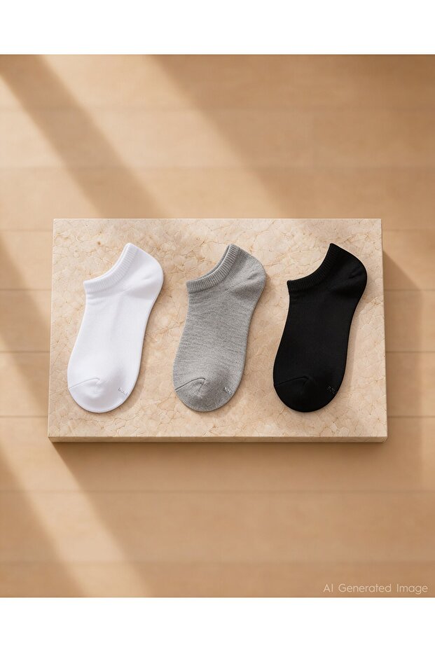 Unisex Invisible Cotton Socks 3-Pack Assortment