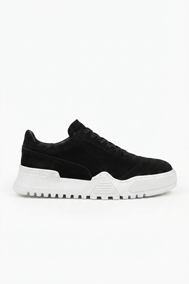Zrc037 high quality lace-up thick sole men's black tan suede