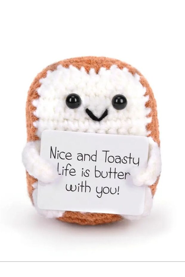 Toast 1pc Crocheted Plush Decorative Ornaments, Creative Mini Handmade Ornaments, School Graduation