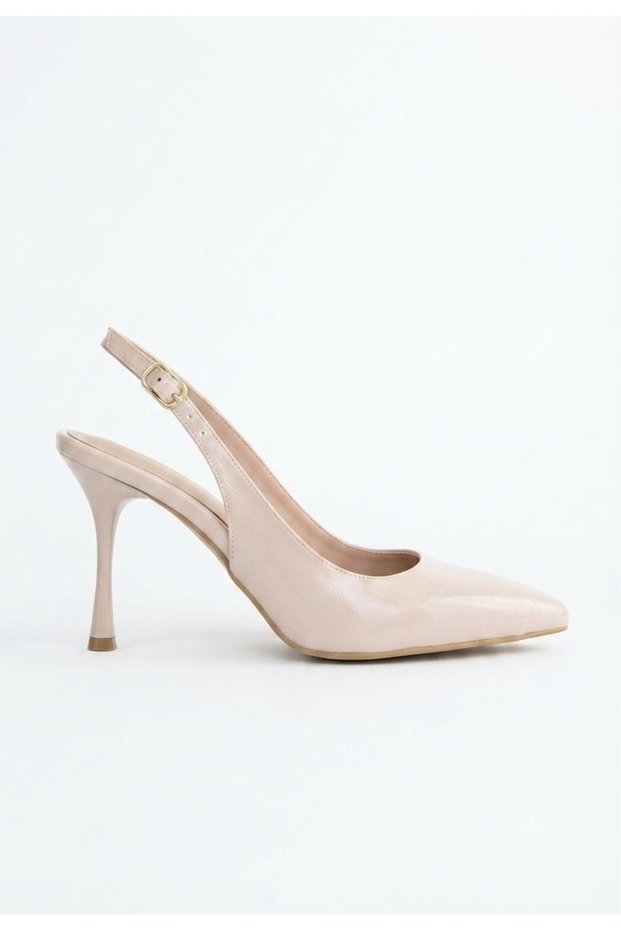 Kentay Beige Pointed Toe Thin Heeled Shoes 9 cm