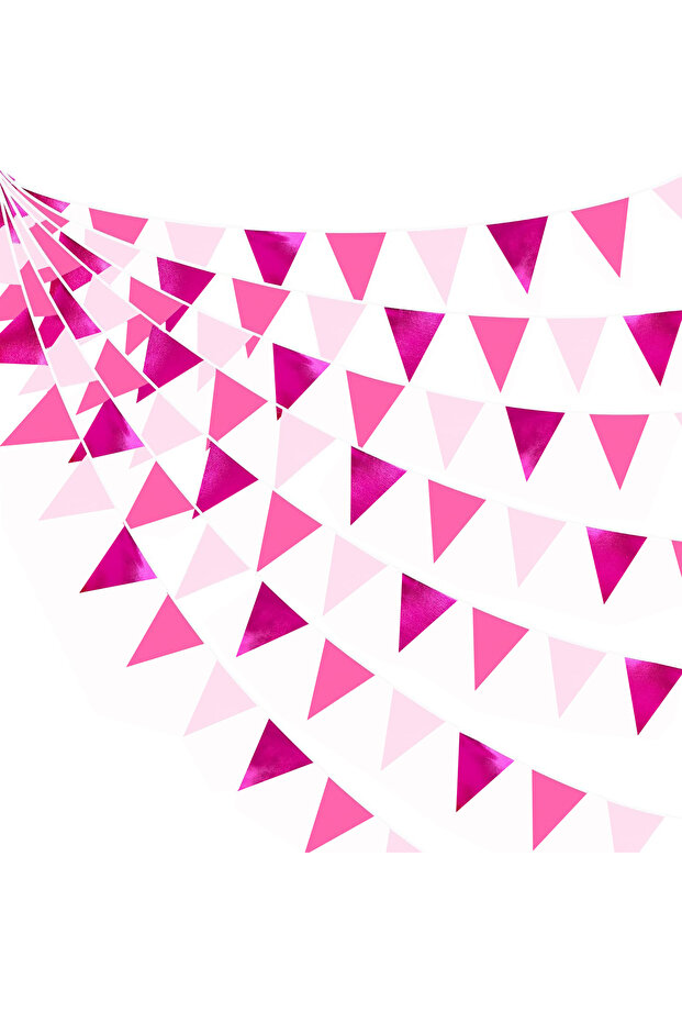 12pcs Rose Red and Pink Triangle Flag - Suitable for Weddings, baby Showers, Birthdays, Bachelor Par