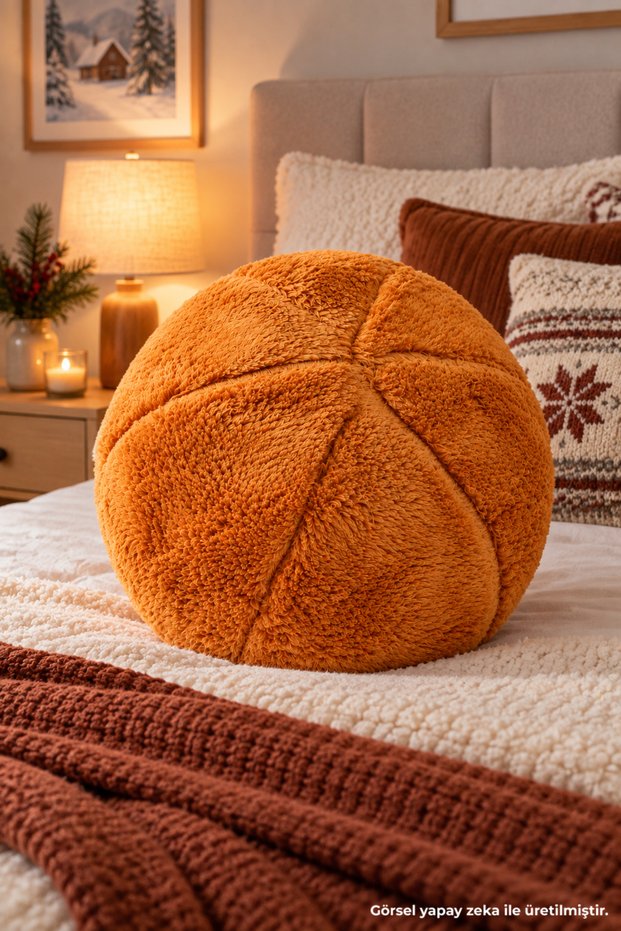 Ball-Shaped Plush Round Pillow - Decorative Throw Pillow for Sofa and Bedroom