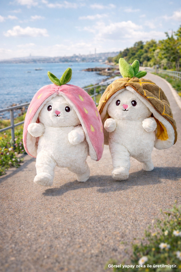 Strawberry Rabbit Plush Zippered Set of 2
