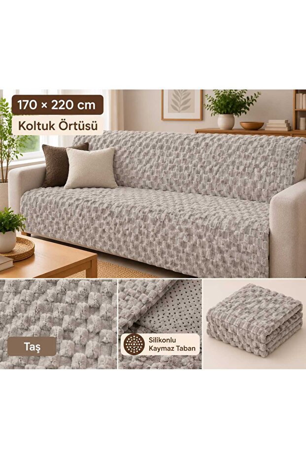 Soft Furry Sofa Cover 170X215 cm Soft Plush Non-Slip Base Sofa Cover