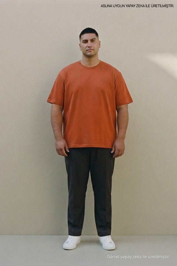 Tile Large Size Men's Basic Crew Neck T-Shirt