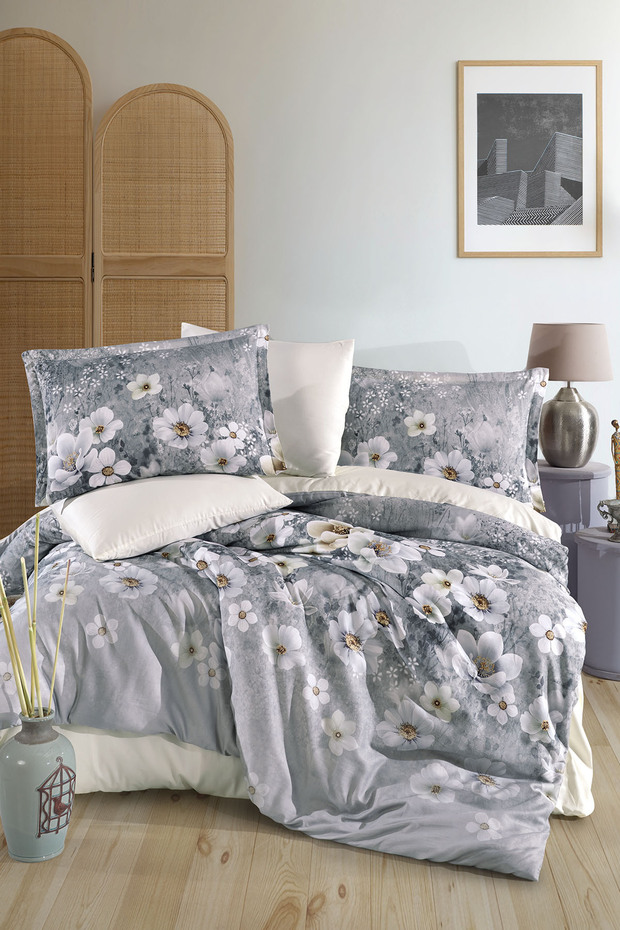Digital Satin Double Duvet Cover Set Solora V1 Mint